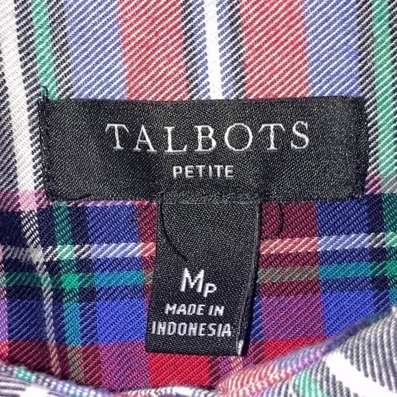 Womens Medium Petite Talbots Plaid Button Down Shirt - Picture 3 of 7